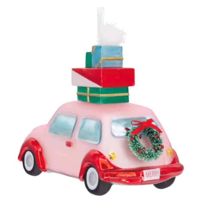 Pink Package Car Ornament Back