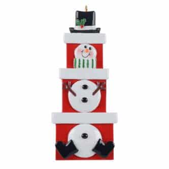 Stack of Boxes Snowman Personalized Ornament