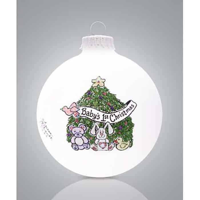 Babys First Christmas Tree Glass Ball Ornament Girl