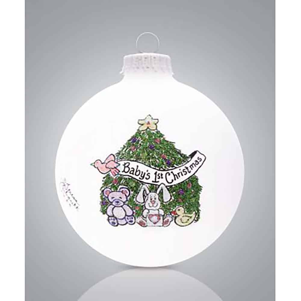 Babys First Christmas Tree Glass Ball Ornament Girl