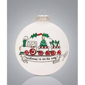 Choo Choo Christmas Train Glass Ball Ornament