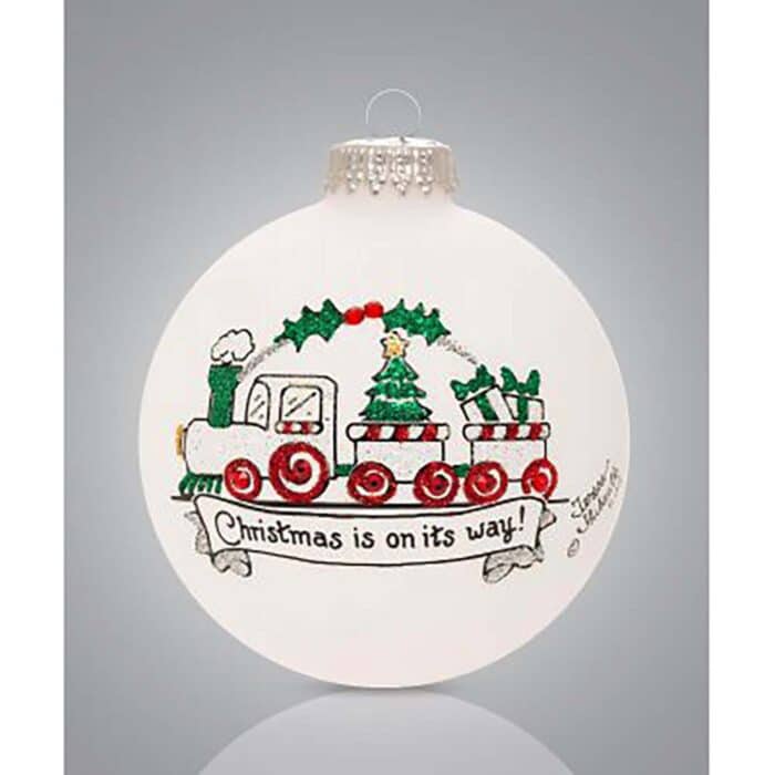 Choo Choo Christmas Train Glass Ball Ornament