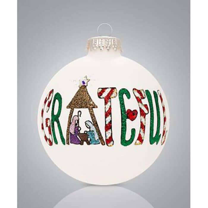 Grateful Holy Family Glass Ball Ornament