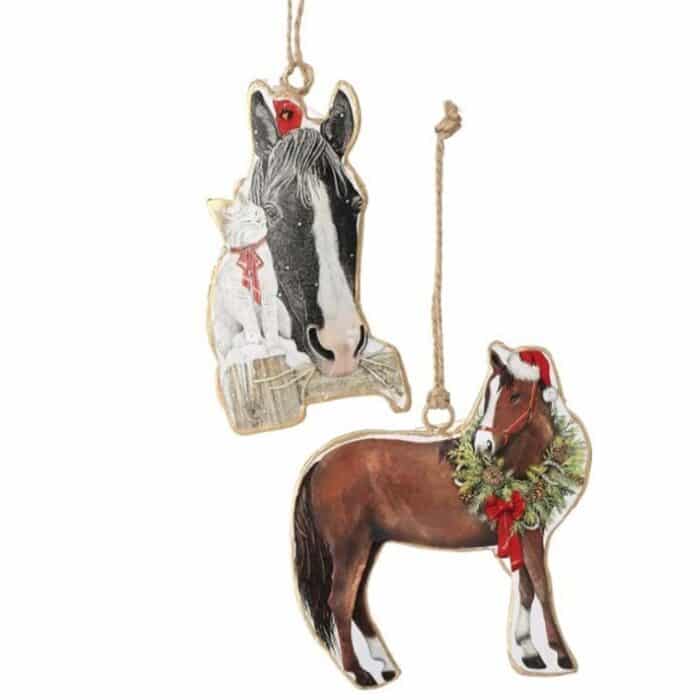 Holiday Horse Metal Ornaments