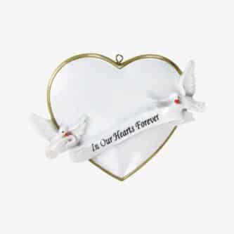 Memorial Heart With Doves Ornament Personalize