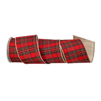 Metallic Dupion Plaid Ribbon 4"