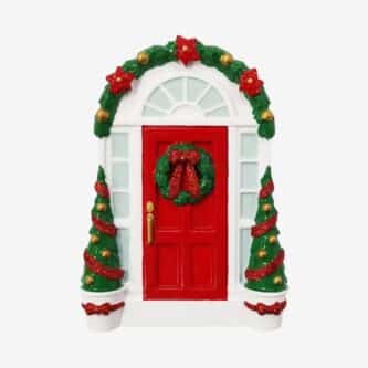 Poinsettia Garland Door Ornament Personalize