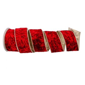 Red Crushed Gold Backed Ribbon 25