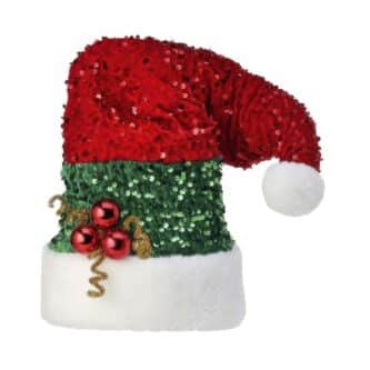 Santa Hat With Sequins Treetop