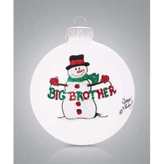 Snowman Big Brother Glass Ball Ornament