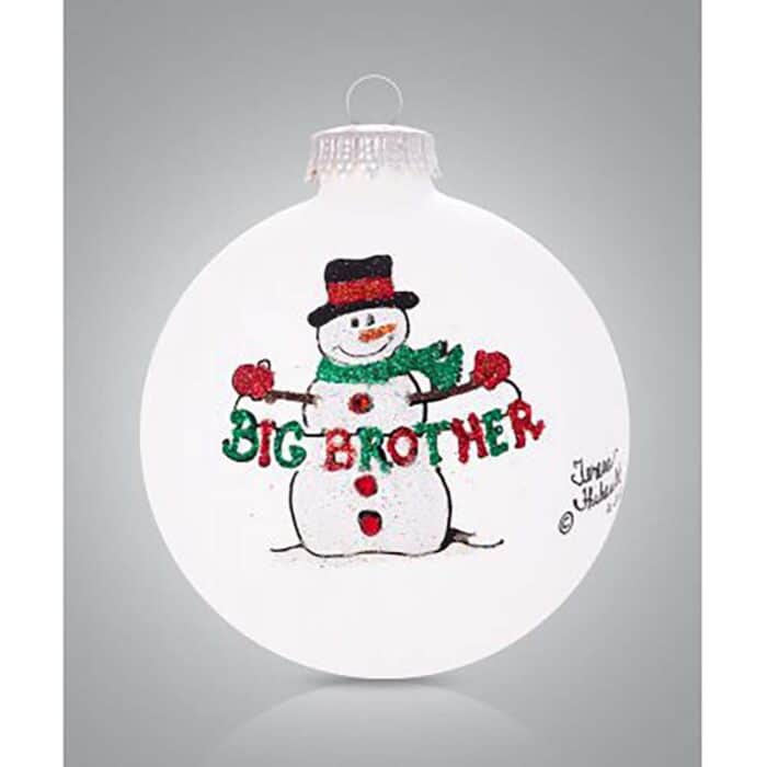 Snowman Big Brother Glass Ball Ornament