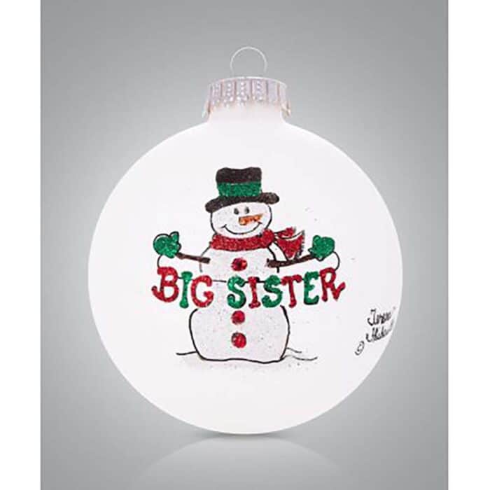 Snowman Big Sister Glass Ball Ornament