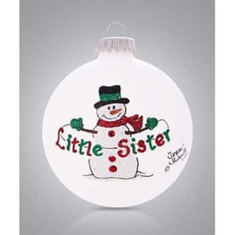 Snowman Little Sister Glass Ball Ornament