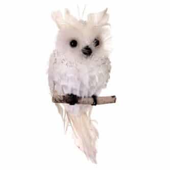 Tinsel Ice Feather Owl Ornament