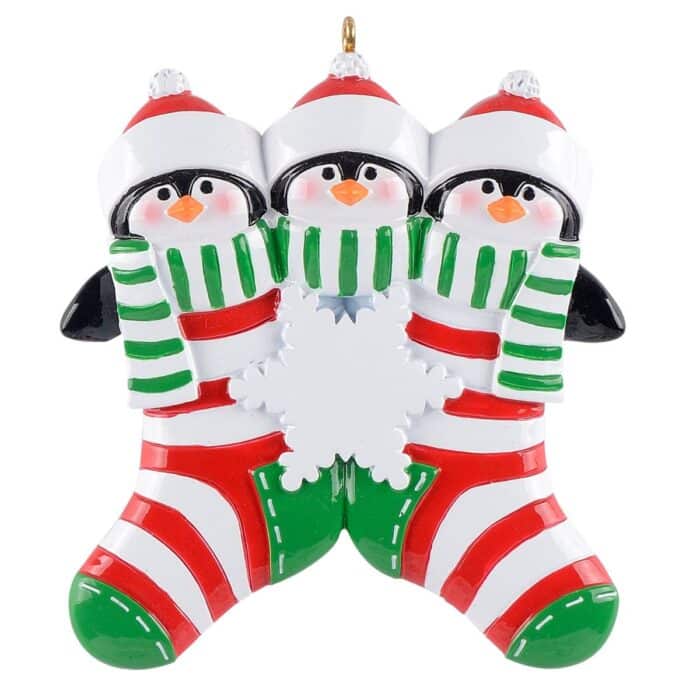 Penguin Stocking Family Ornaments Personalized 3