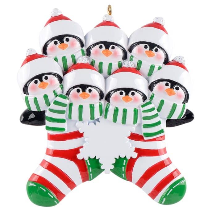 Penguin Stocking Family Ornaments Personalized 7