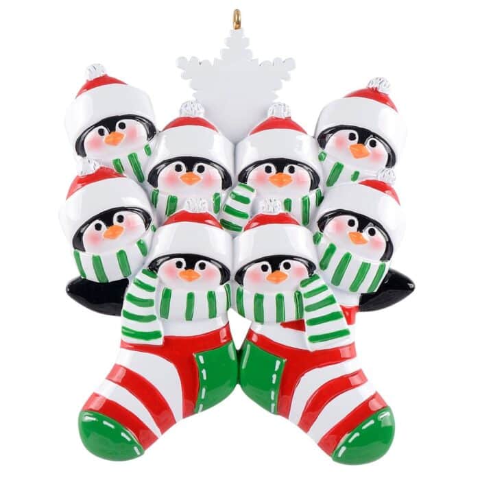 Penguin Stocking Family Ornaments Personalized 8