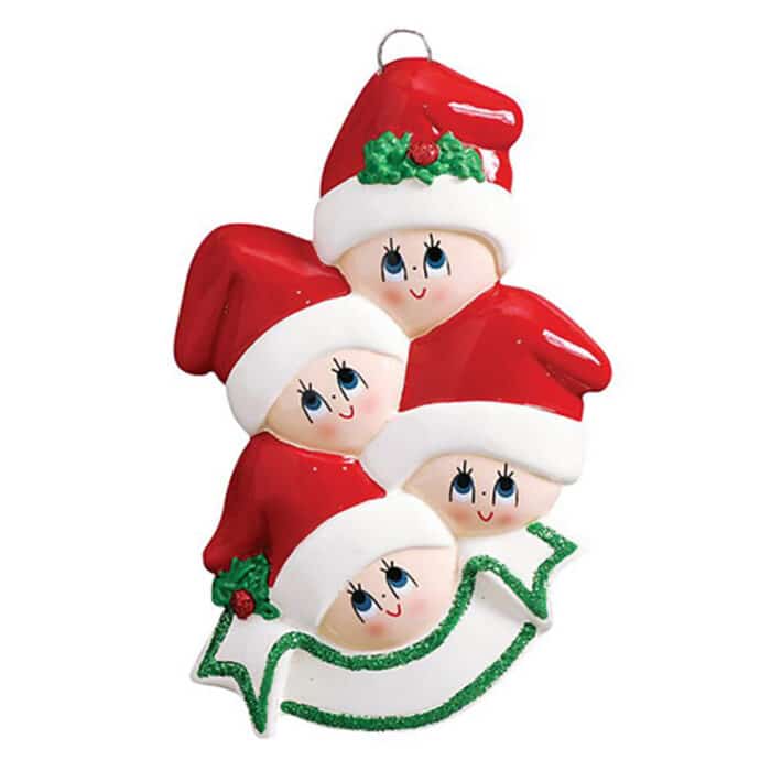 Stocking Cap Family Ornaments Personalized Four