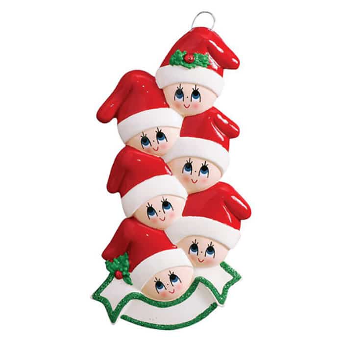 Stocking Cap Family Ornaments Personalized Six