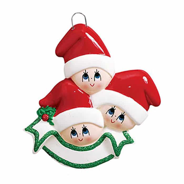 Stocking Cap Family Ornaments Personalized Three