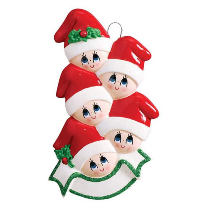 Stocking Cap Family Ornaments Personalized Five