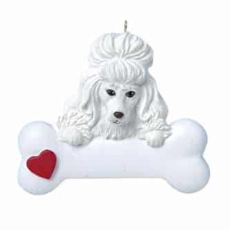 Poodle With Dog Bone Ornament Personalized