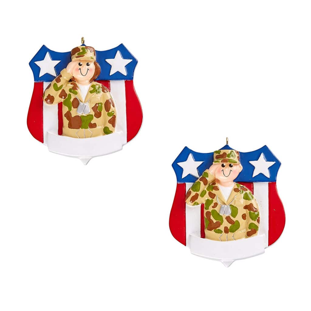 Us Army Man or Woman Salute Ornament Personalize