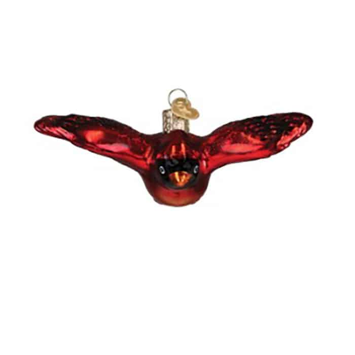 Cardinal in Flight Ornament Old World Christmas Front