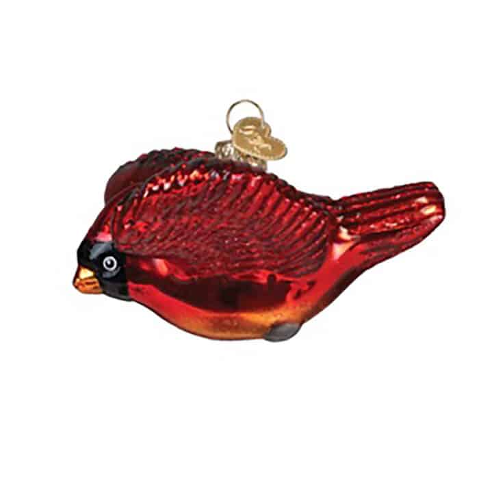 Cardinal in Flight Ornament Old World Christmas Side