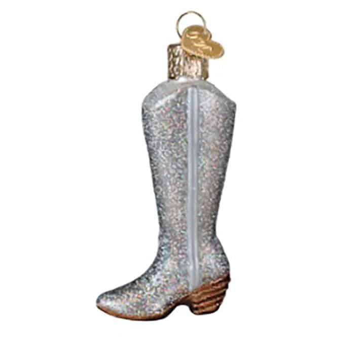Glittered Boot Ornament Old World Christmas Side