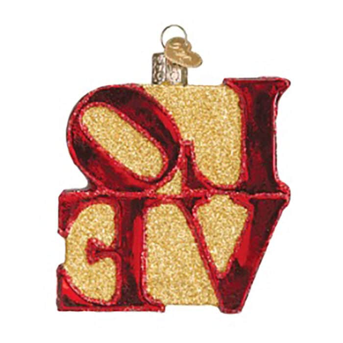 Love Block Ornament Old World Christmas Back