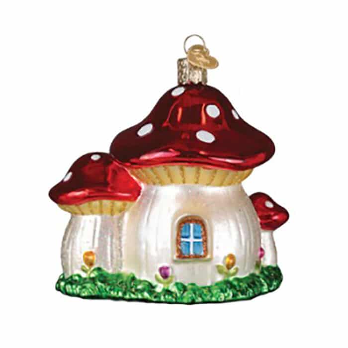 Mushroom House Ornament Old World Christmas Back