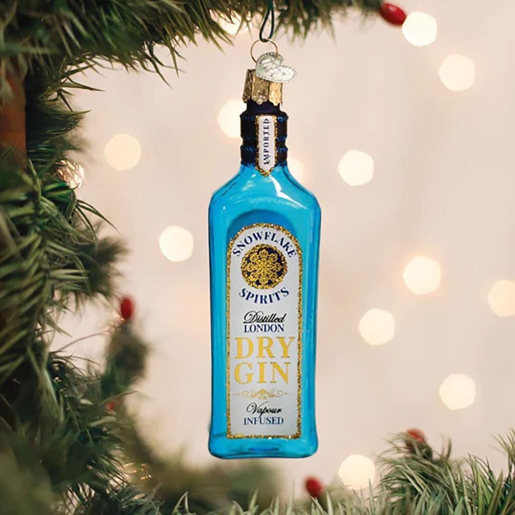 Snowflake Spirits Gin Bottle Ornament Old World Christmas