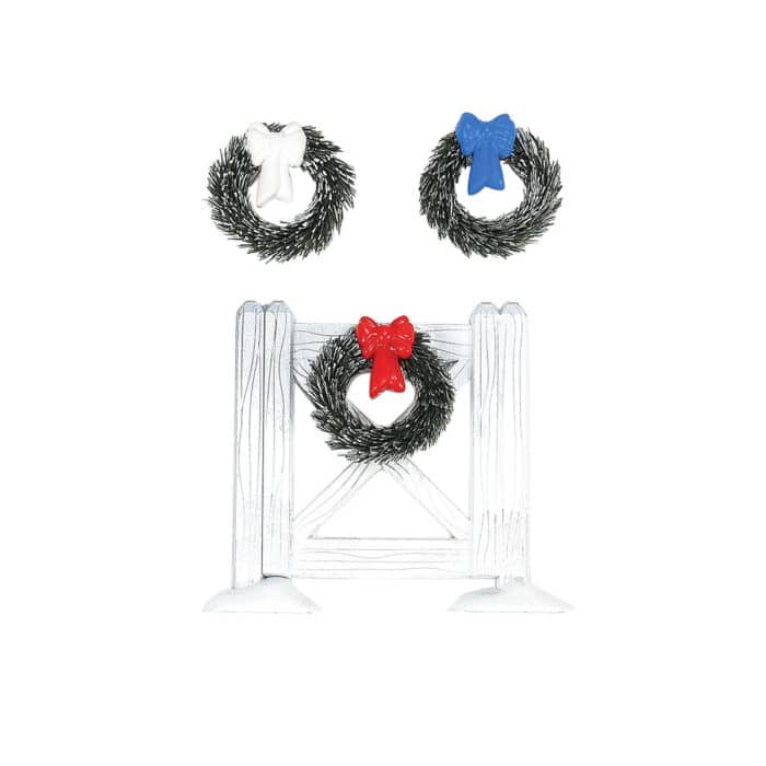 White Crossbuck Fence Set Cross Product D56 New Wreath