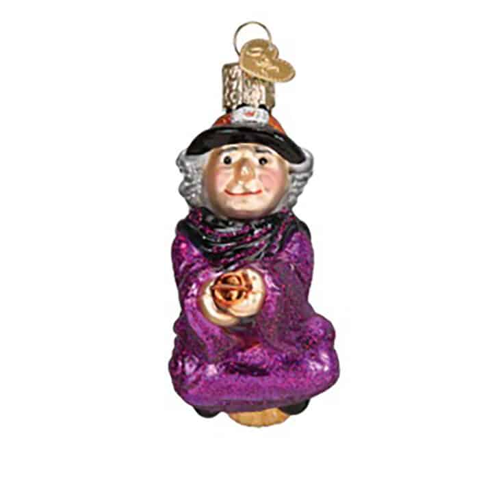 Witch on Broomstick Ornament Old World Christmas Front