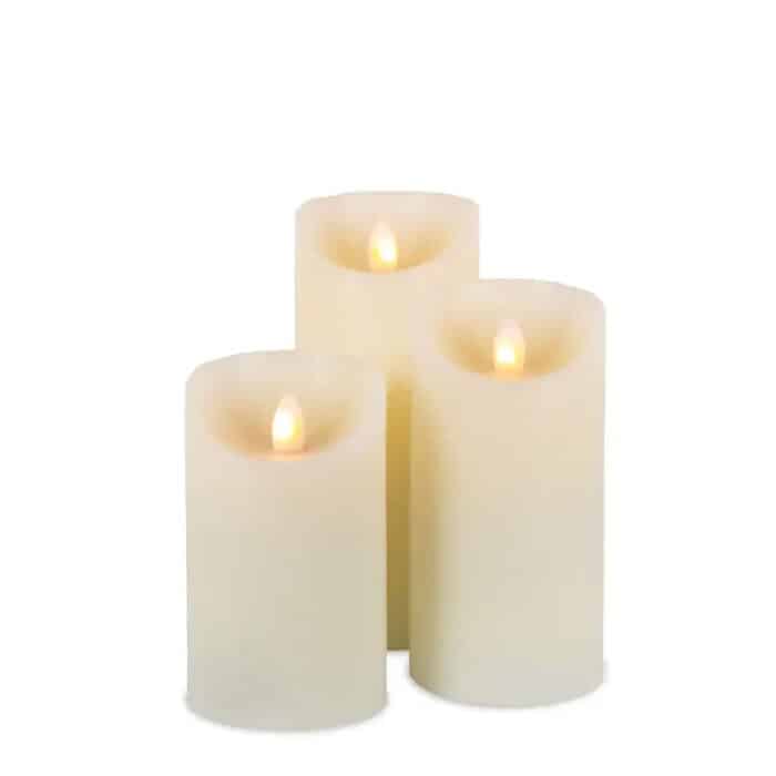 Ivory Led Pillar Aurora® Flame Candle Set