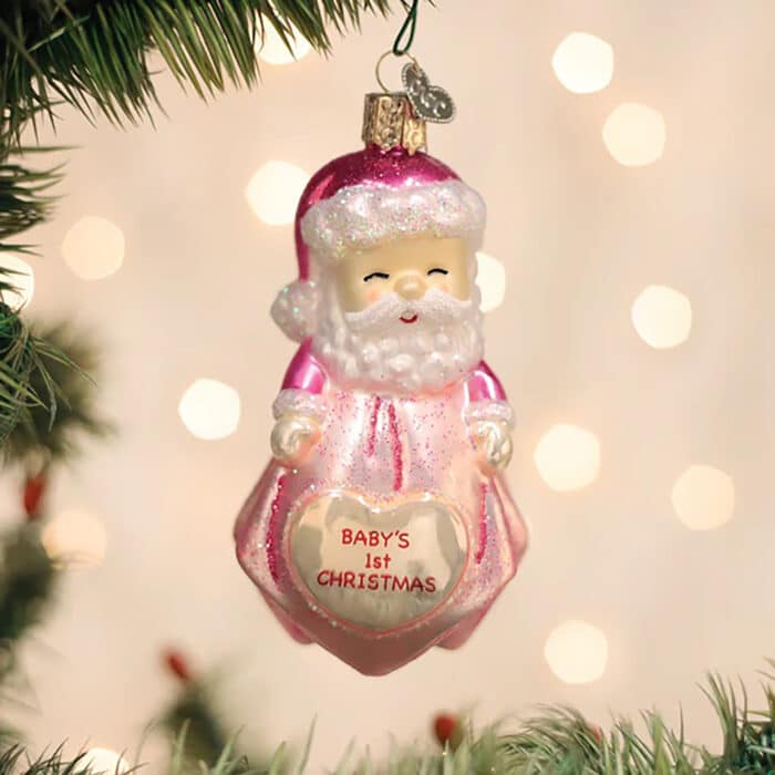 Babys First Lovey Ornament Old World Christmas Pink