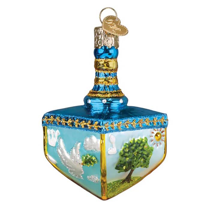 Hanukkah Dreidel Ornament Old World Christmas Back
