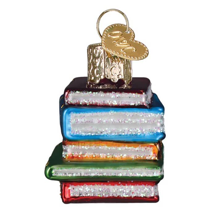 Mini Stack Of Books Ornament Old World Christmas Side