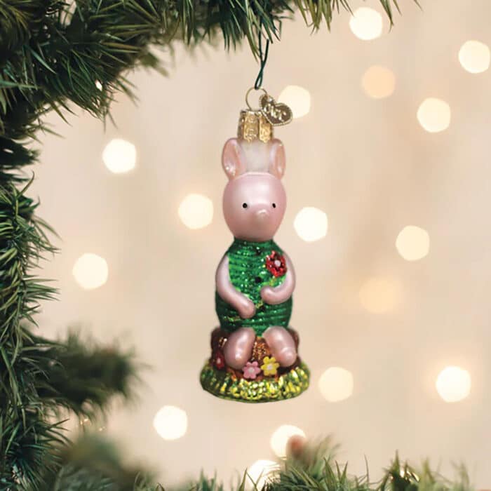 Piglet Flower Ornament Old World Christmas
