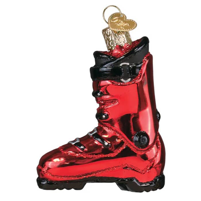 Red Ski Boot Ornament Old World Christmas back