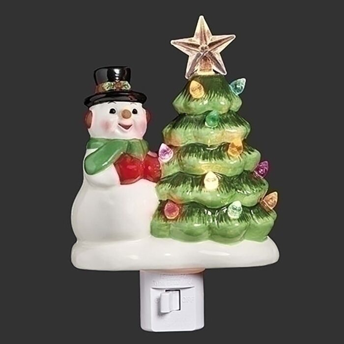 Vintage Snowman Tree Night Light