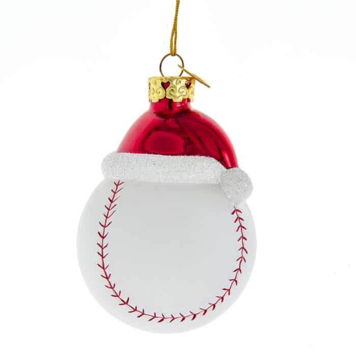 Baseball with Santa Hat Ornament