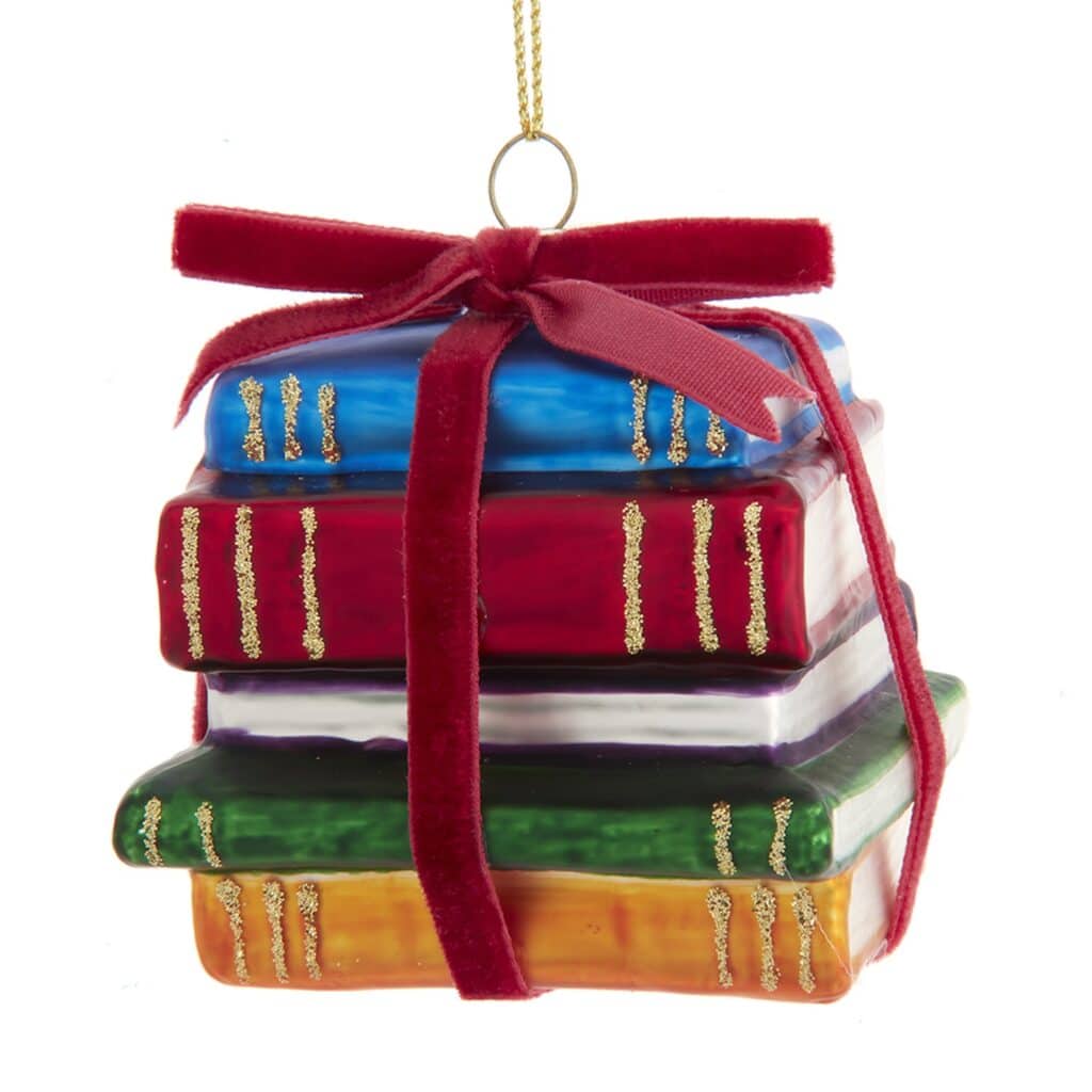 Book Stack with Bow Ornament