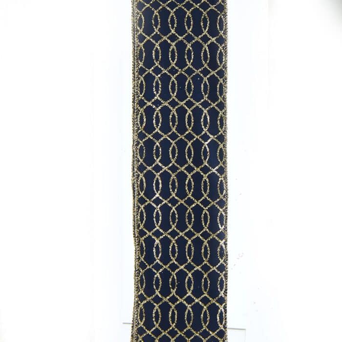 Dark Blue Gold Glitter Ribbon 25