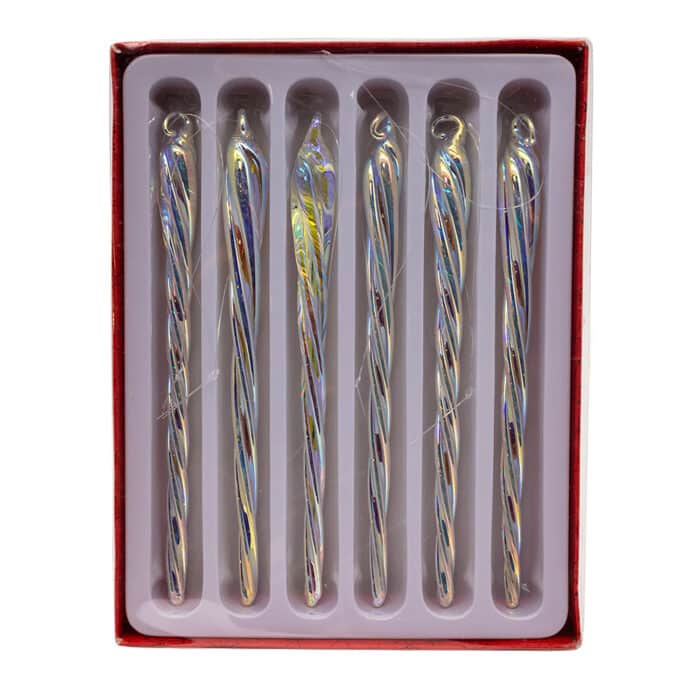 Electroplate Twist Icicle Ornaments Set Of Six