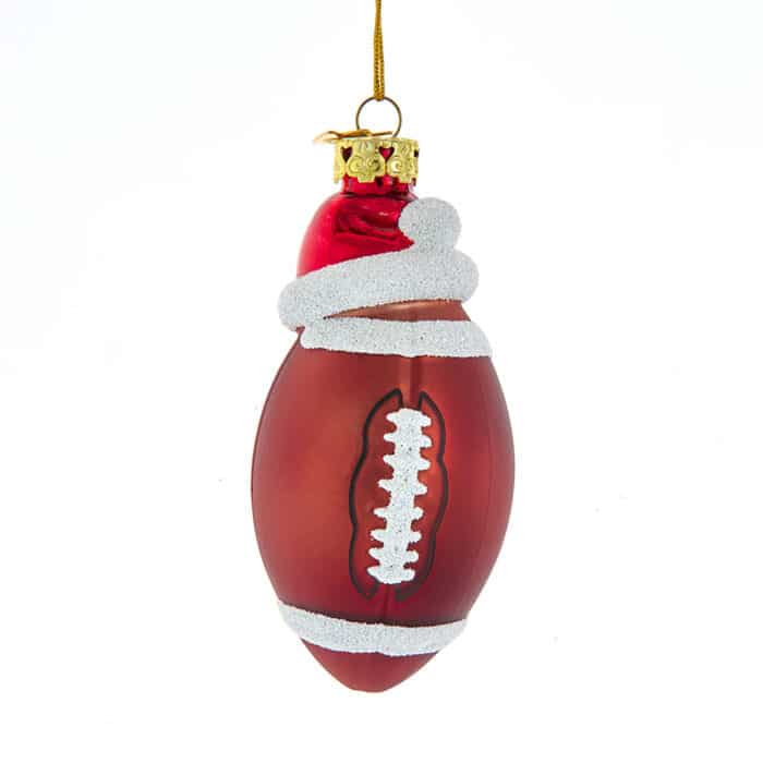 Football with Santa Hat Ornament
