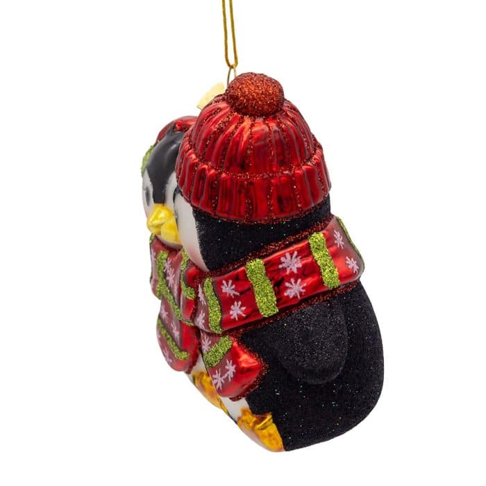 Frosty Penguin Couple Ornament Side