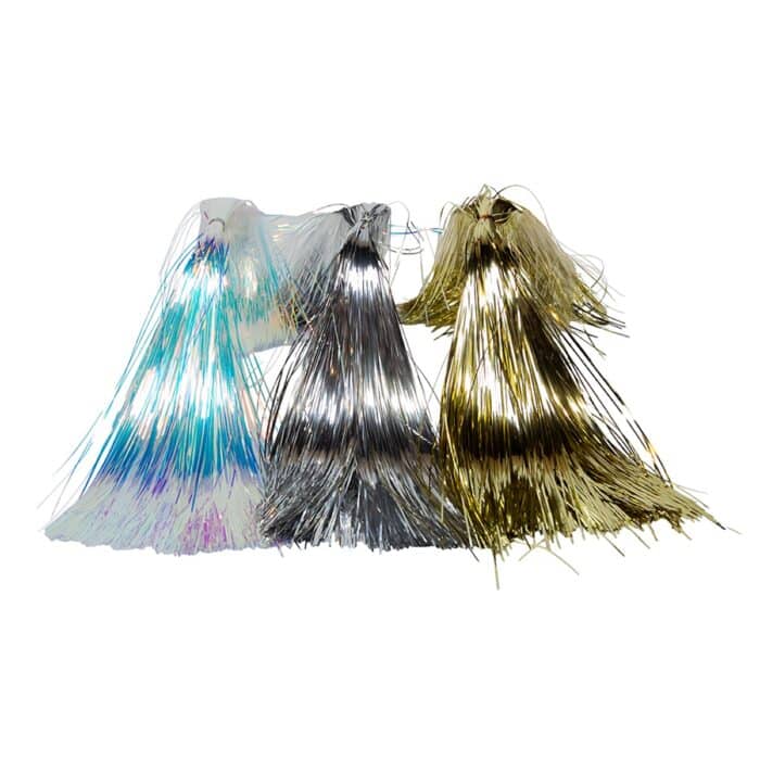 Gold or Silver or Iridescent Tinsel Strips Flat