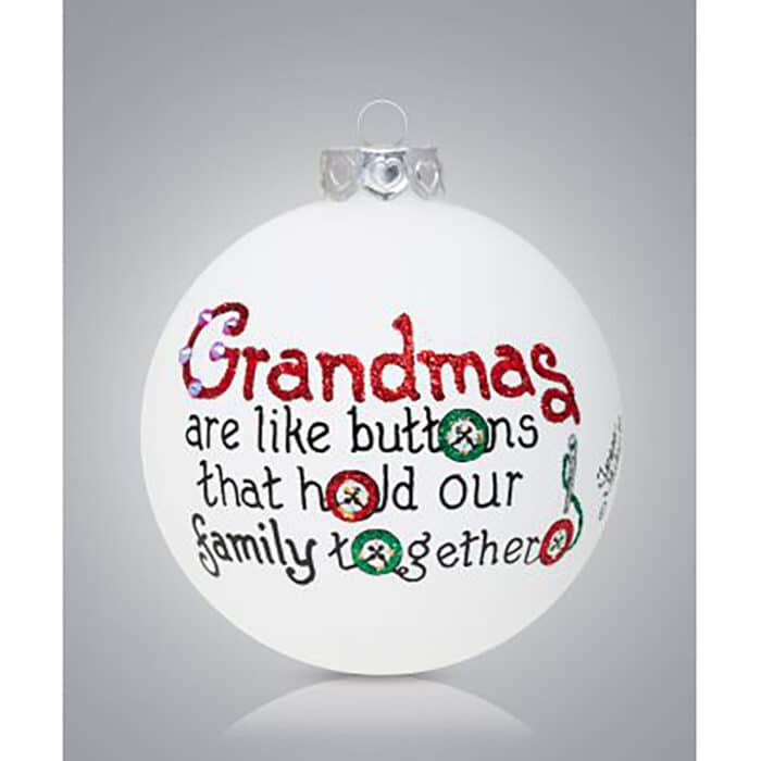Grandmas Buttons Glass Ball Ornament Personalized